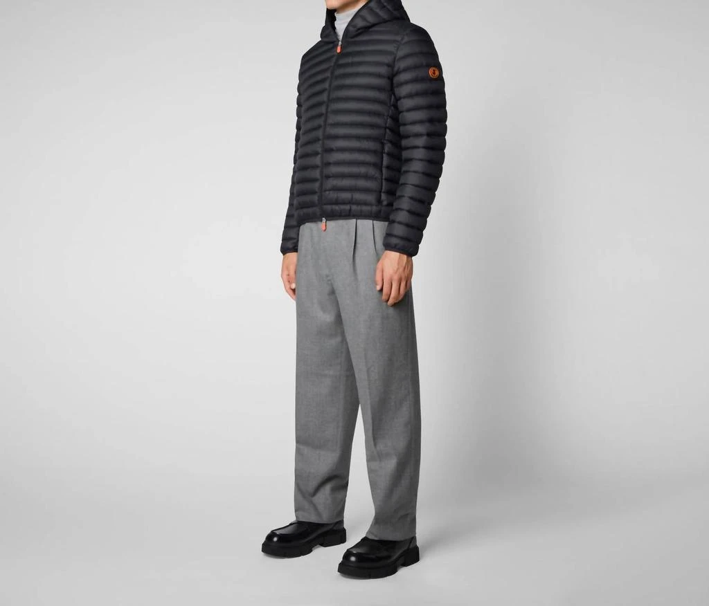 Save The Duck Men's Puffer Hoodie Coat In Black 2
