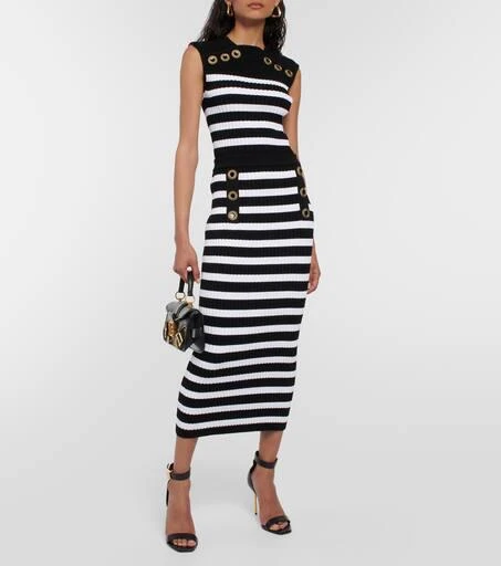 Balmain Striped ribbed-knit top 2