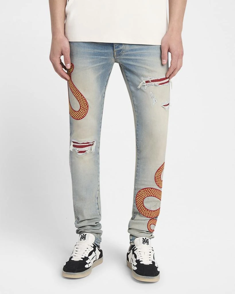 Amiri Men's Snake Applique Skinny Jeans 2