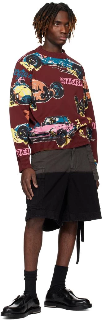 Sacai Burgundy Car Race Print Knit Pullover Sweater 4