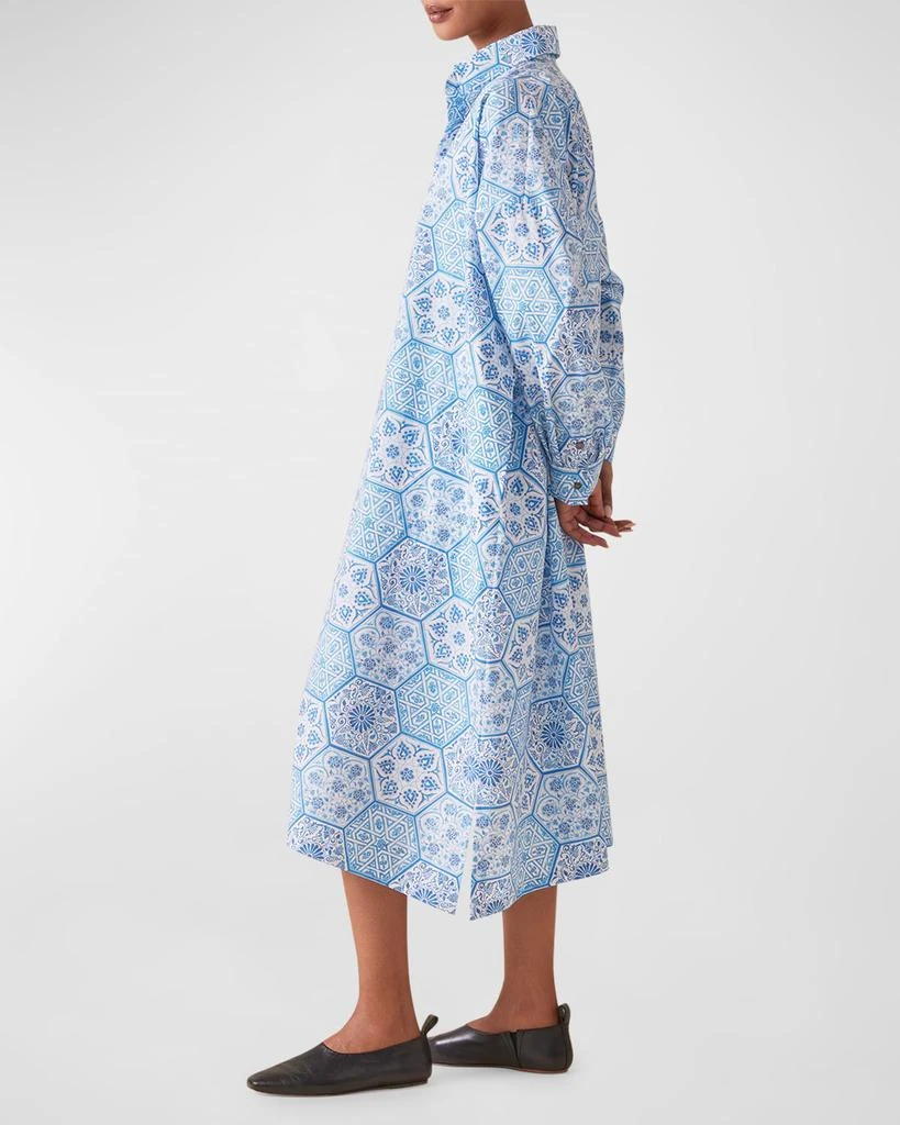 Eskandar Wide A-Line Printed Shirtdress 7