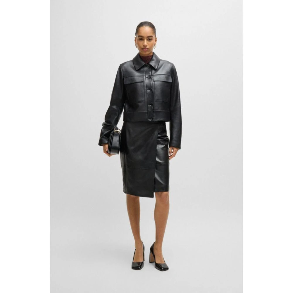 Hugo Boss Leather skirt with strap detail 2