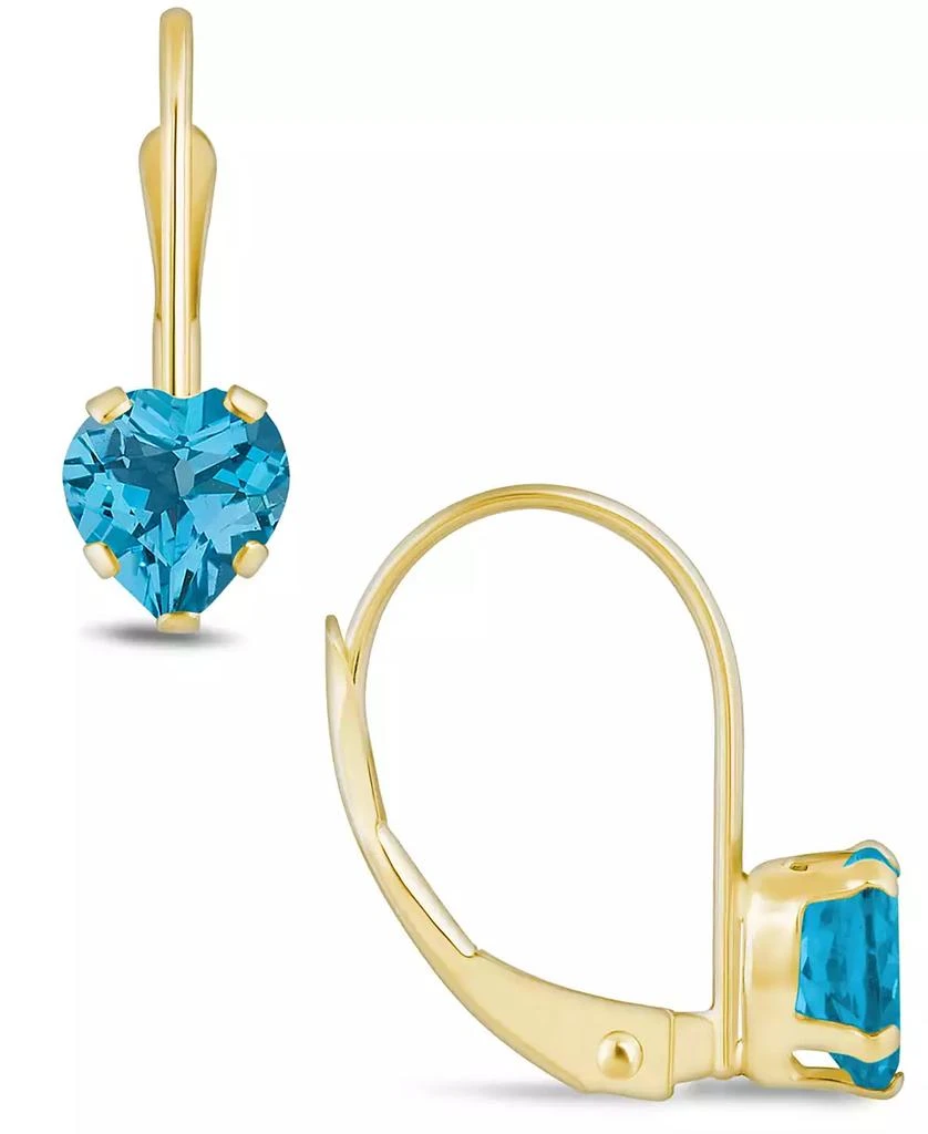 Macy's Gemstone Leverback Earrings in 10K Yellow Gold 1