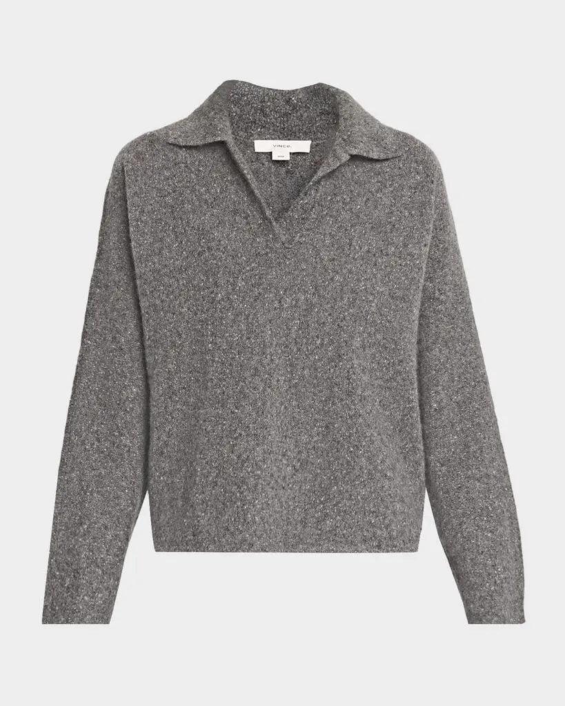 Vince Donegal Plush Cashmere Dolman-Sleeve Polo Sweater