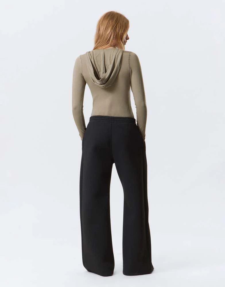 Weekday Weekday scuba wide leg sweatpants in black 4