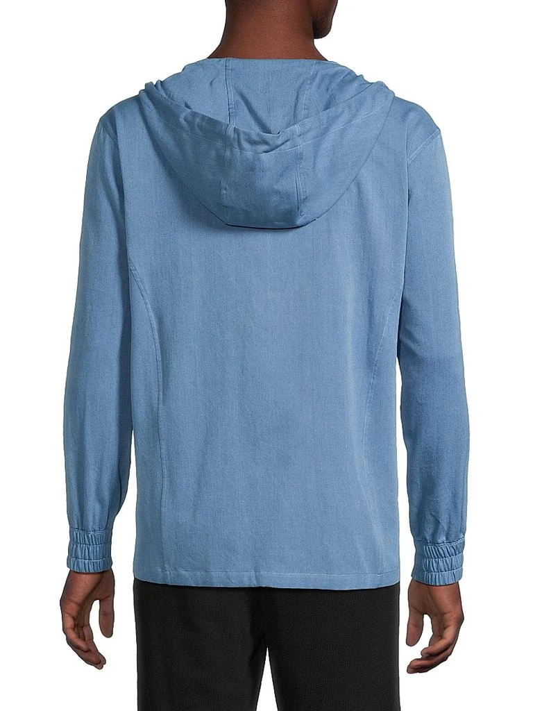 Kiton Chambray Zip-Front Hoodie 5