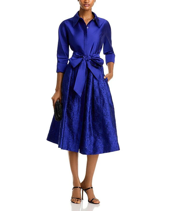 Teri Jon Embroidered Sash Belt Shirt Dress 3