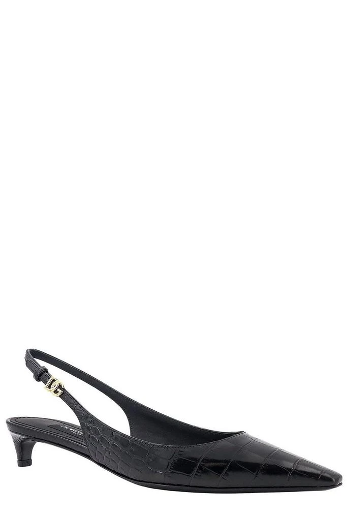 Dolce 
Gabbana Dolce 
Gabbana Logo Appliqué Pointed-Toe Slingback Pumps 2
