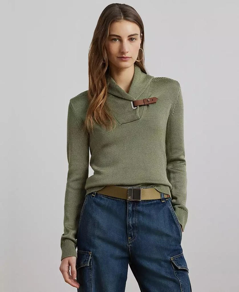 Ralph Lauren Women's Buckle-Trim Cotton-Blend Sweater 1
