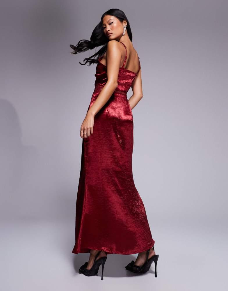 Never Fully Dressed Never Fully Dressed Petite Mimi lace cut-out slip midaxi dress in oxblood
