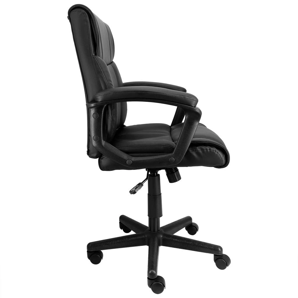 Elama Mid Back Rolling Adjustable  Faux Leather Office Chair in Black 2