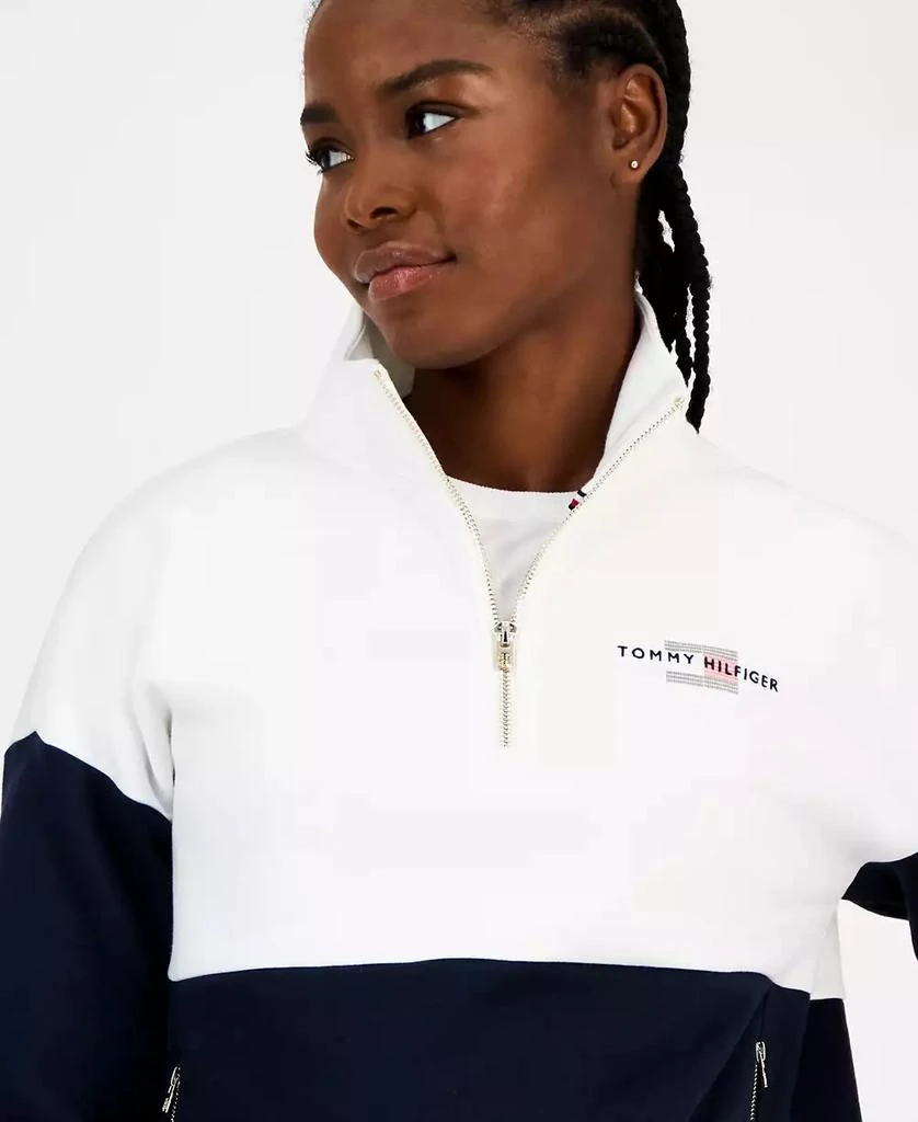 Tommy Hilfiger Women's Colorblock Quarter Zip Sweatshirt 3