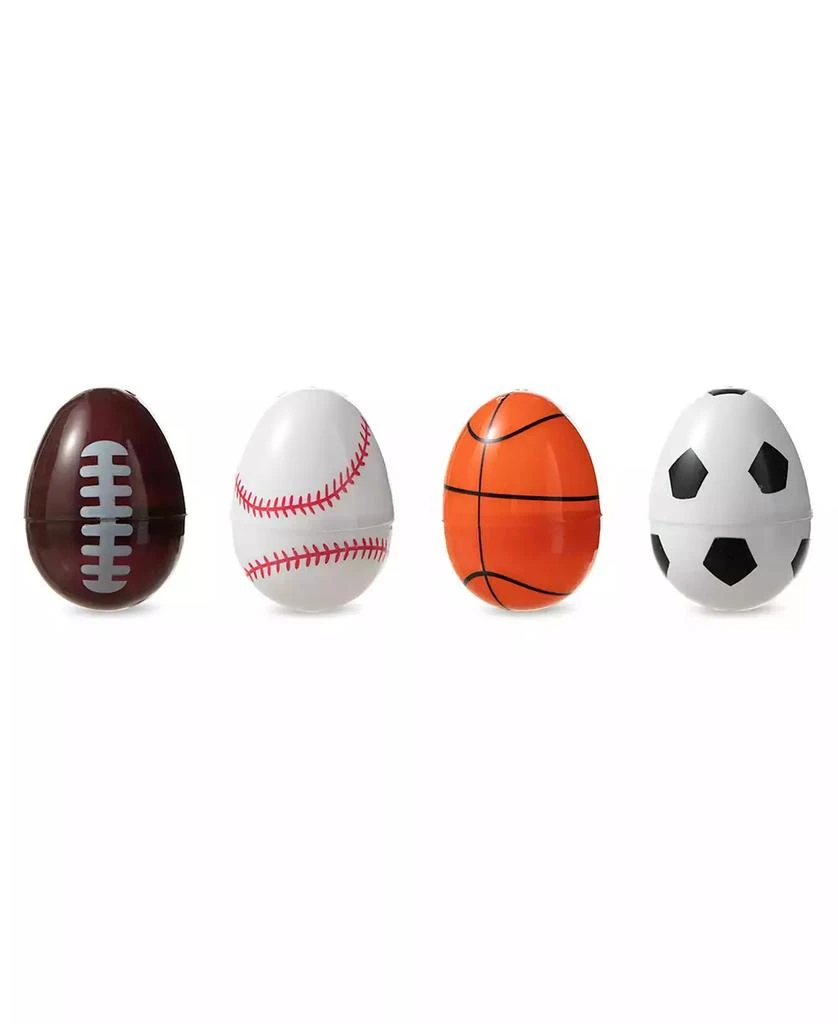 Glitzhome 48 Pack 2.25" H Easter Plastic Fillable Sports Eggs, 12 of Each Basketball, Football, Baseball, Soccer 2