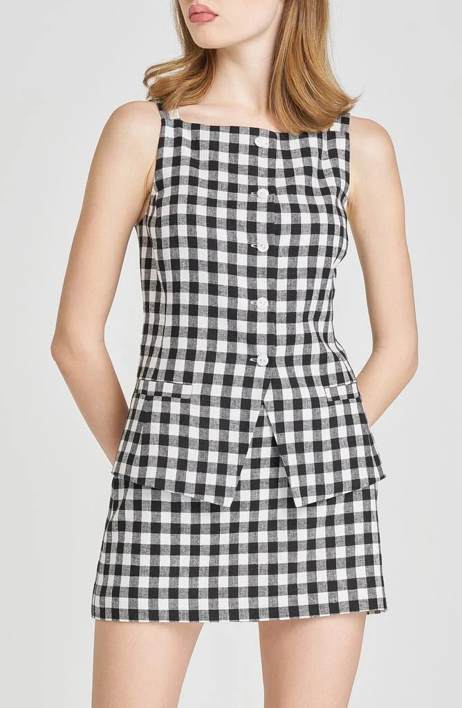 Wayf x Styled by COCO! Gracie Gingham Linen Blend Button-Up Vest 7