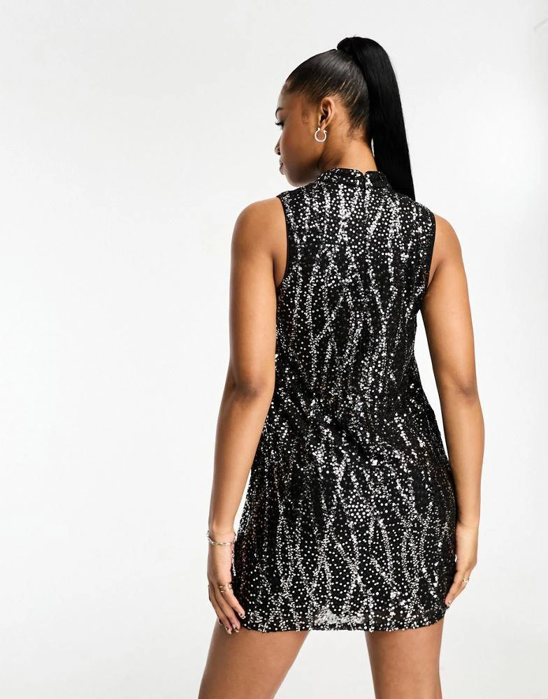 Superdry Superdry sleeveless sequin a line mini dress in Black Sequin 4
