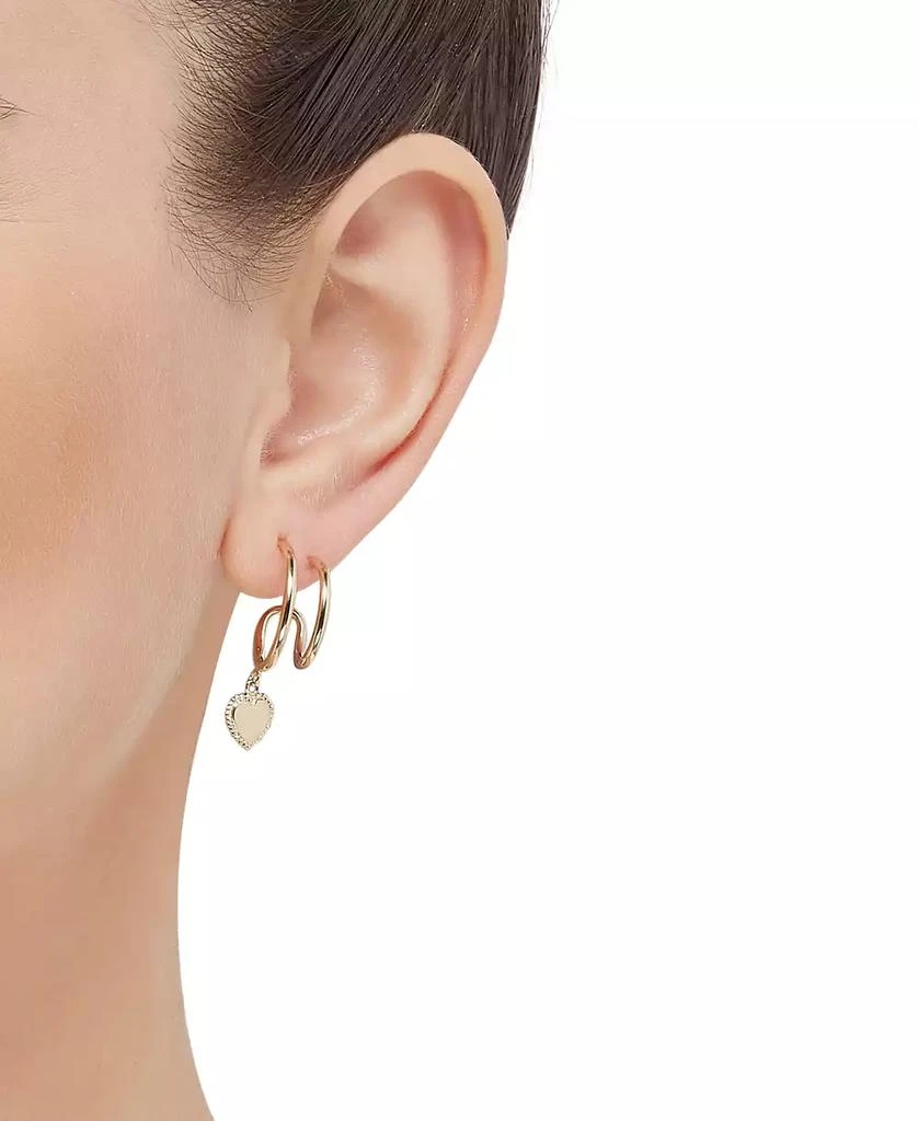 Macy's Double Hoop Heart Earrings in 14K Yellow Gold 5