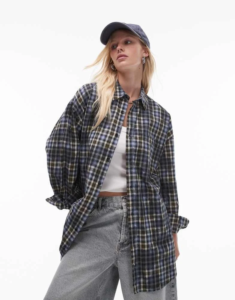 Topshop Topshop oversized shirt in blue check 1