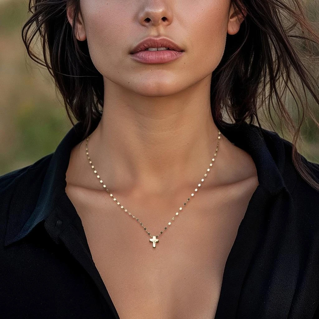 Canaria Fine Jewelry Canaria Italian 10kt Yellow Gold Puffed Cross Necklace 2