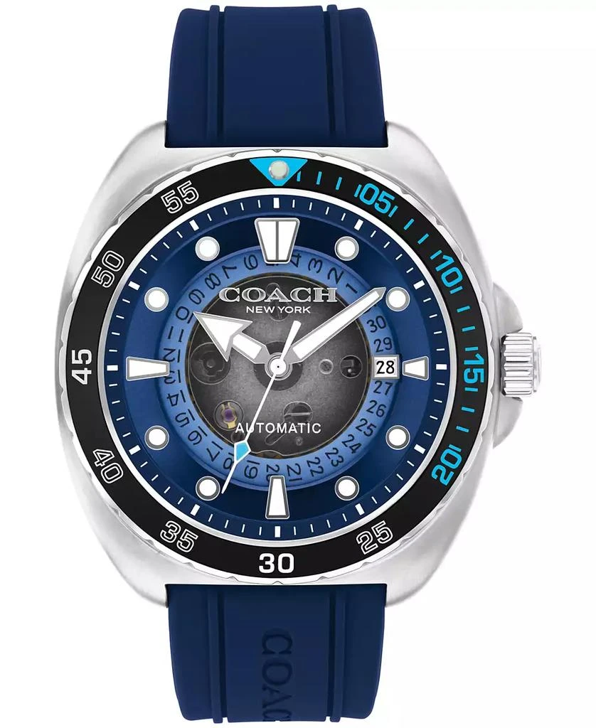 Coach Men's Charter Automatic Blue Silicone Watch 44mm 1