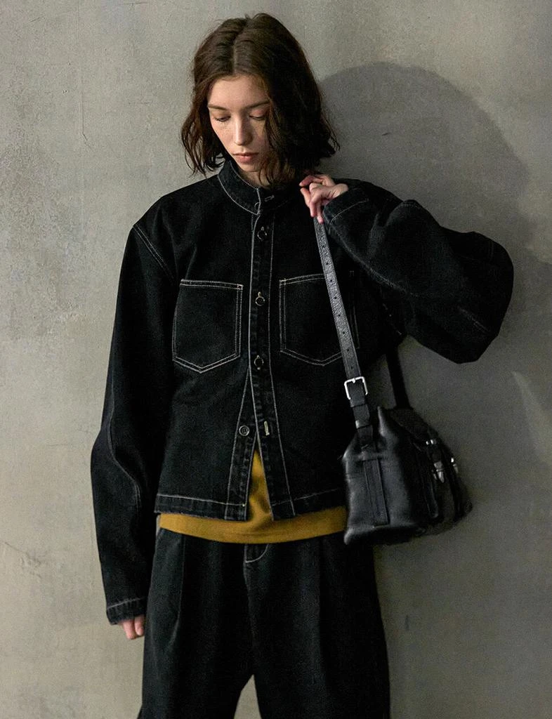 Pixie Market Denim Contrast Stitch Jacket 8