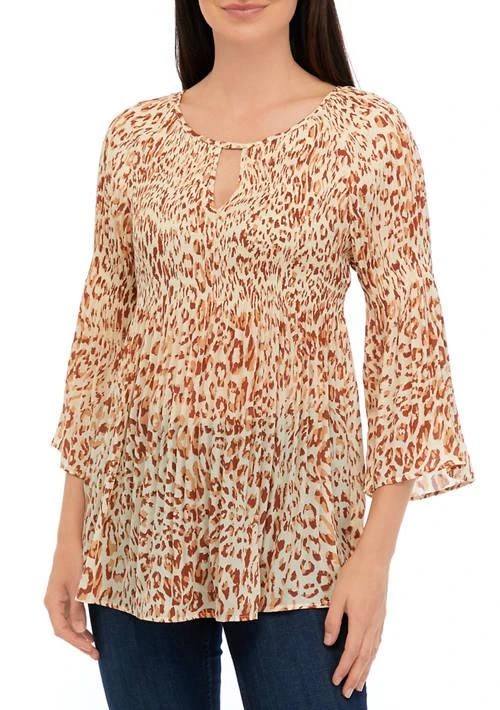 Spense Womens 3 4 Sleeve Keyhole Pleater Top 1