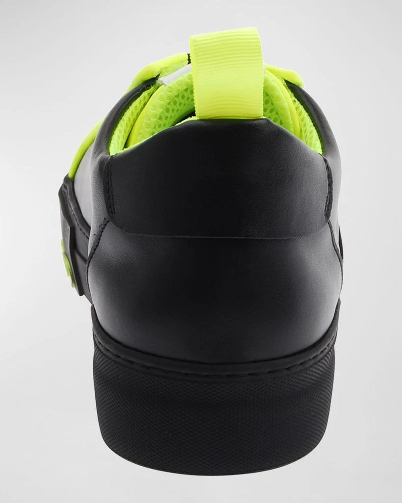 John Galliano Paris Men's Neon Logo Leather Low-Top Sneakers, Black 4