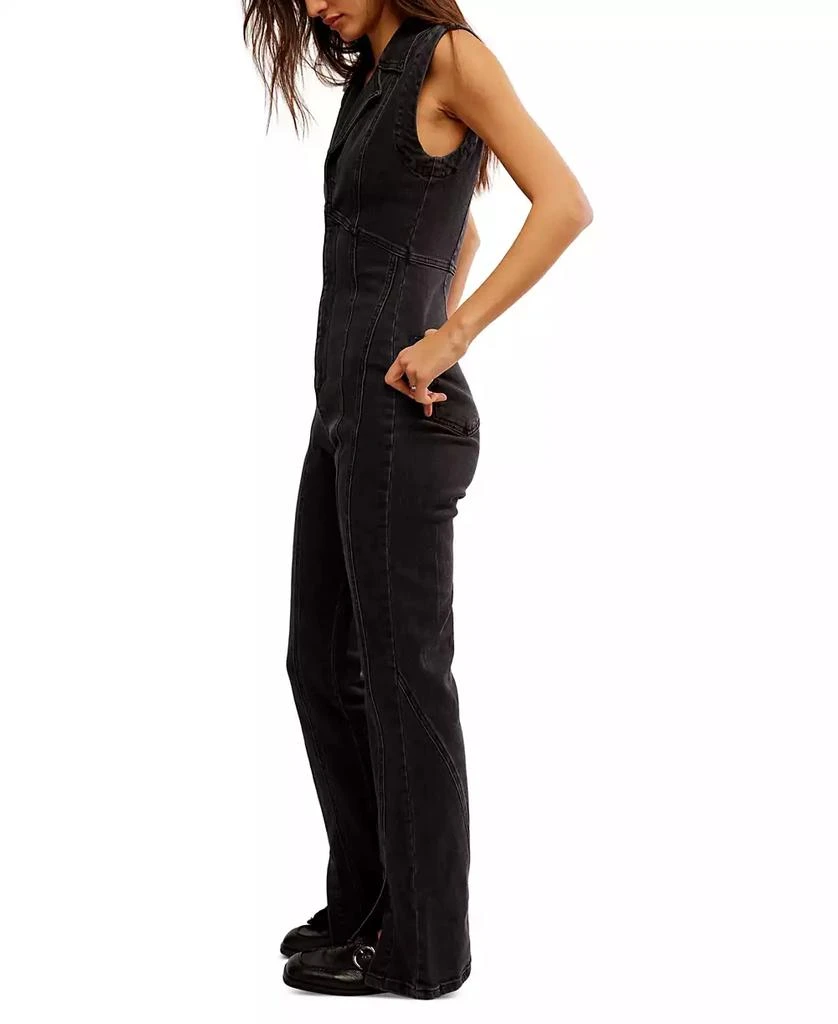 Free People Women's Crvy Ring The Alarm Denim Jumpsuit 3