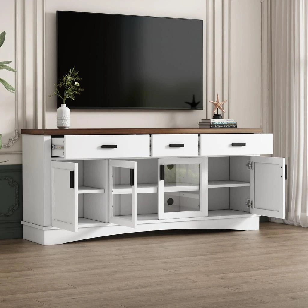 Streamdale Furniture Streamdale 67" White TV Console - Glass Doors
Storage 2
