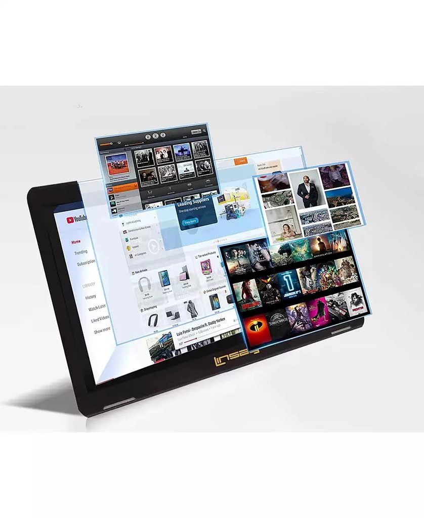 LINSAY New 10.1" Tablet Octa Core 128GB Newest Android 15 Premium Bundle with Deluxe Black Leather Keyboard Case Briefcase and Pen Stylus 6