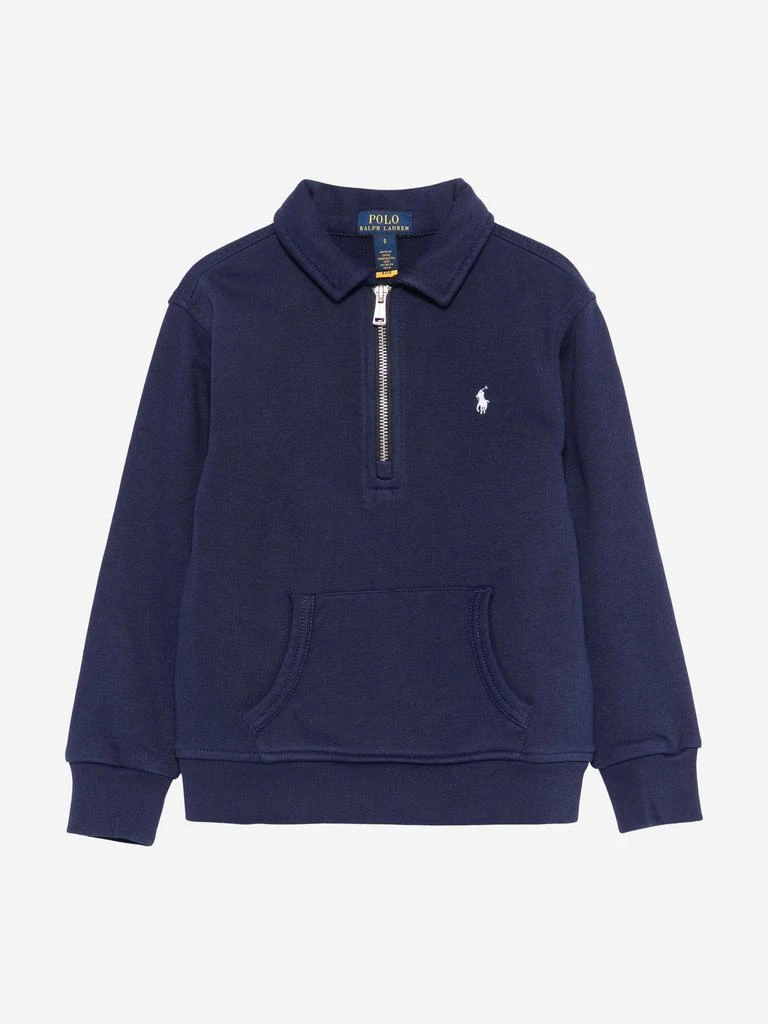 Ralph Lauren Kids Boys Half Zip Sweatshirt in Navy 1