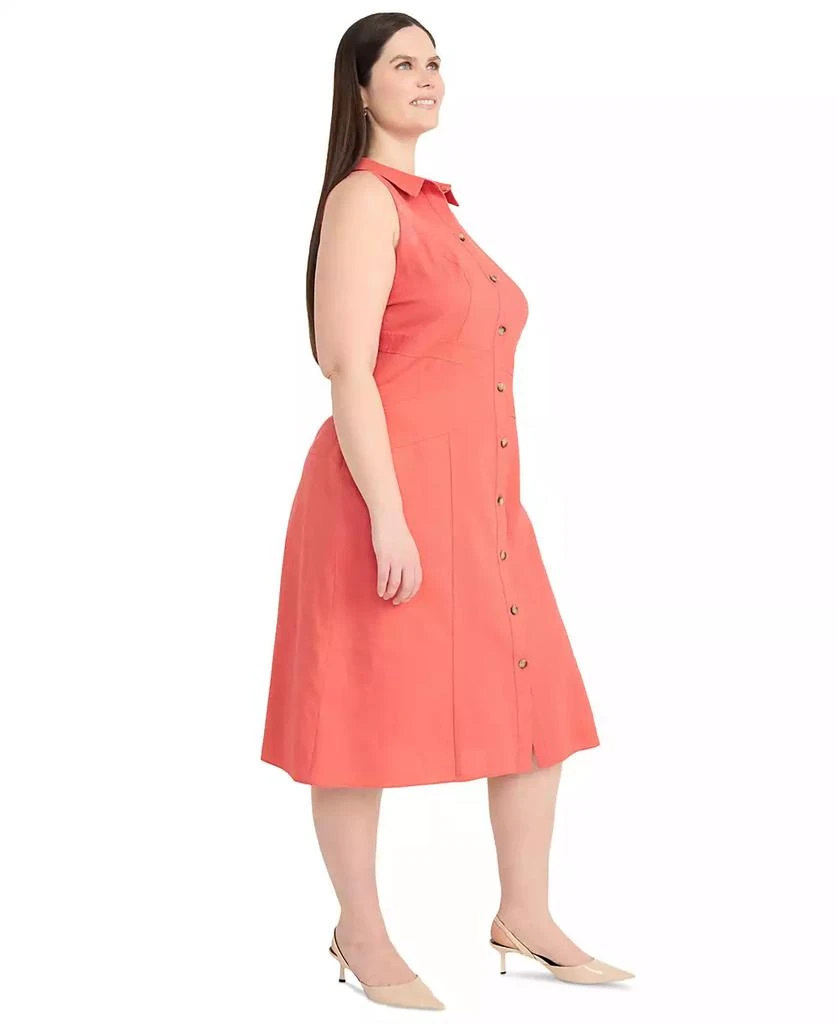 Maggy London Plus Size Linen-Blend Midi Shirtdress 3