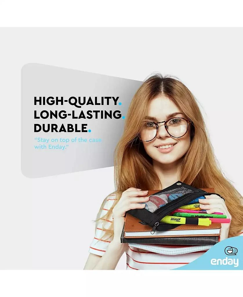 Enday Pink Pencil Pouch For 3 Ring Binder, Zippered Binder Pencil Pouches, 3 Ring Pencil Pouch for Binder, Pencil Case for Binder, Large Pencil Bags for School, Home, and Office. 3