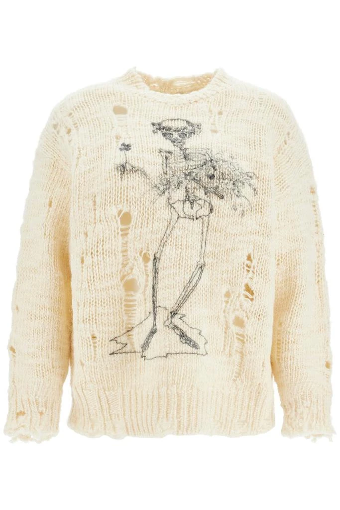 R13 destroyed pullover with skeleton print. 1