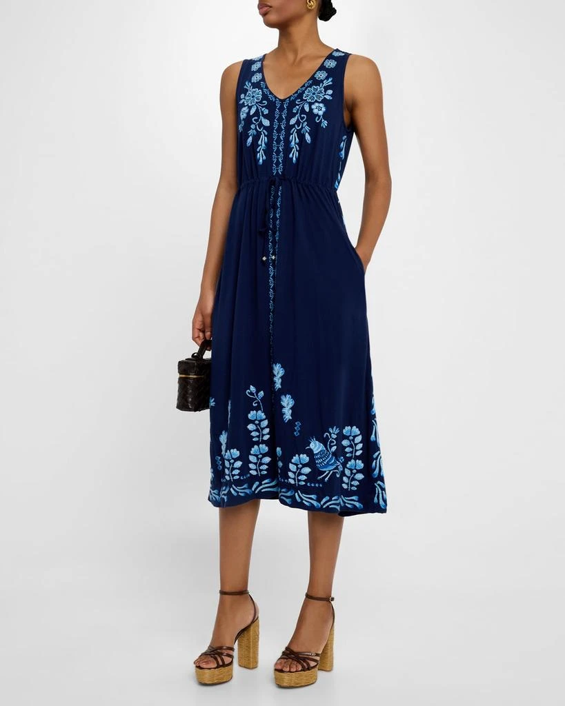 Johnny Was Yadira Embroidered Cotton Knit Midi Dress 2