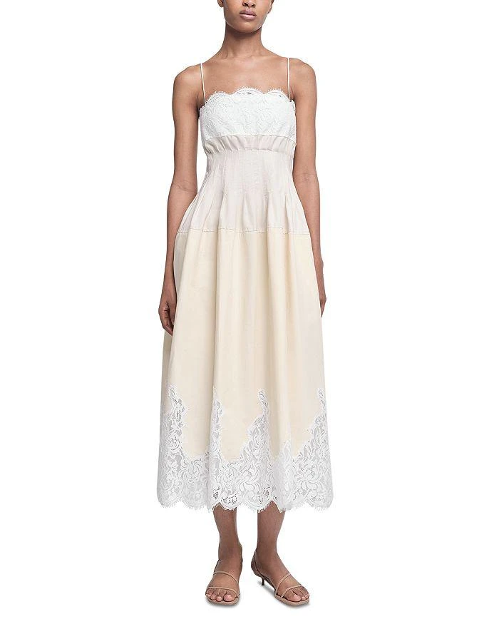 SIMKHAI Lilianna Lace Trim Midi Dress 1