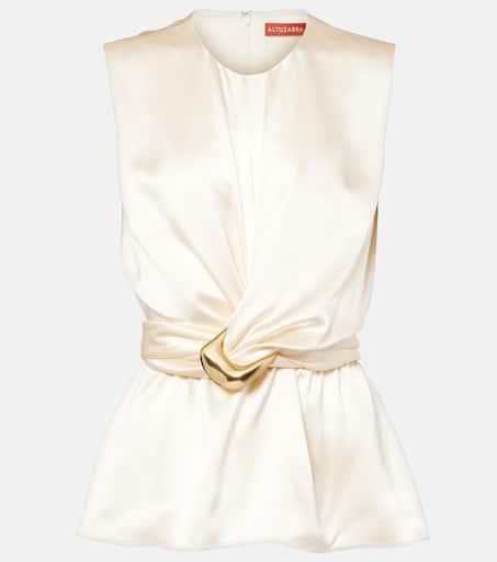 Altuzarra Tizzy belted gathered silk top