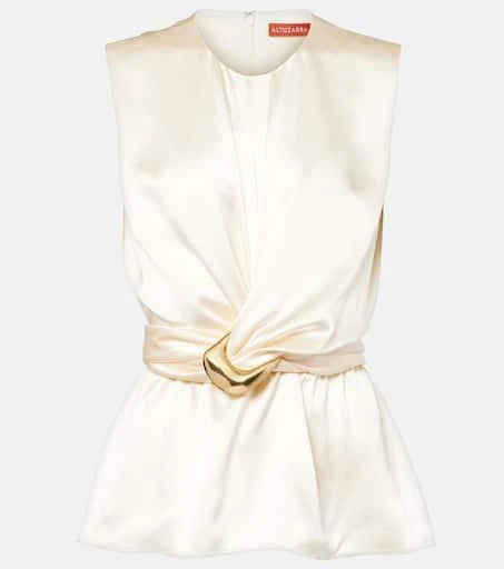 Altuzarra Tizzy belted gathered silk top 1