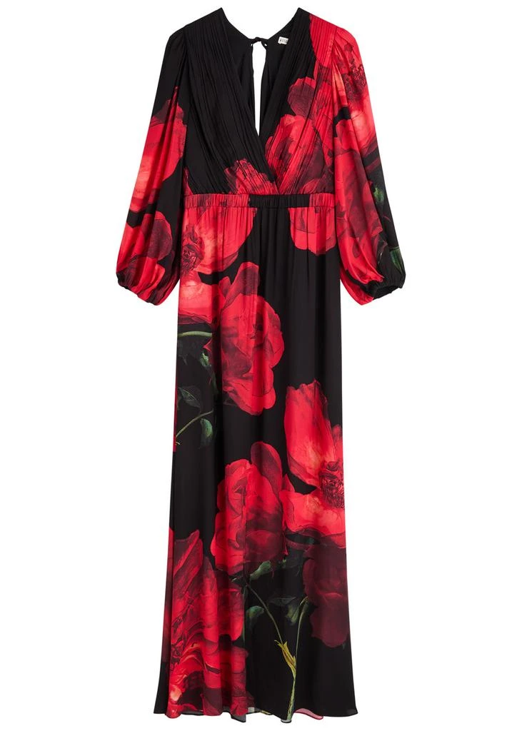 Alice + Olivia Clarissa floral-print matte satin maxi dress 1
