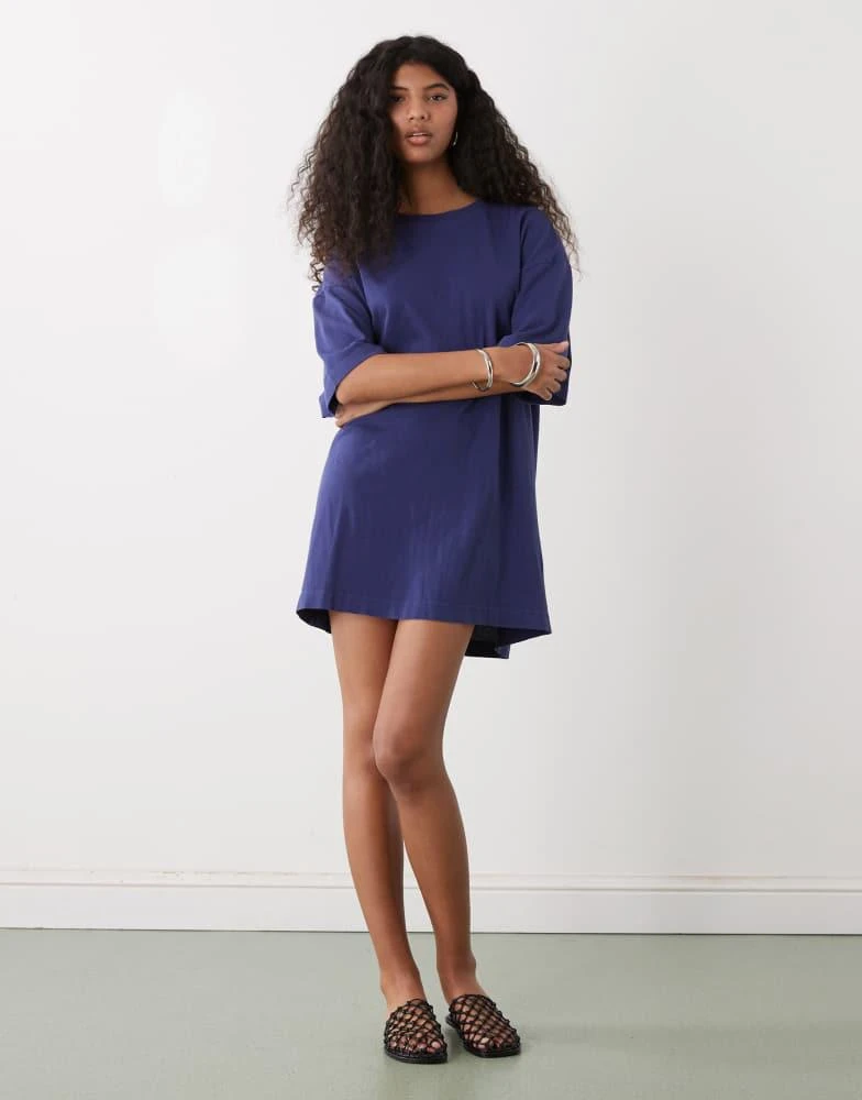 Weekday Weekday oversized t-shirt dress in dark blue 2