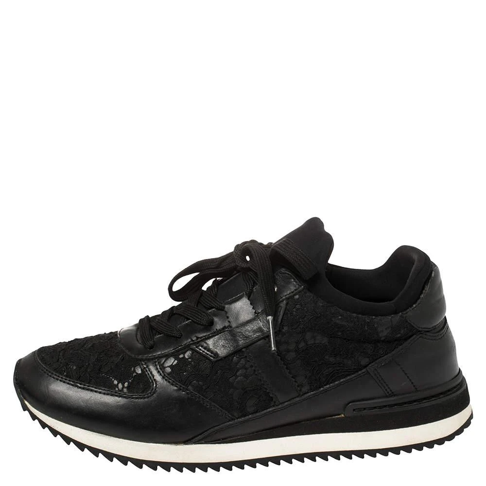 Dolce & Gabbana Dolce & Gabbana Black Lace And Leather Low Top Sneakers Size 38.5 2