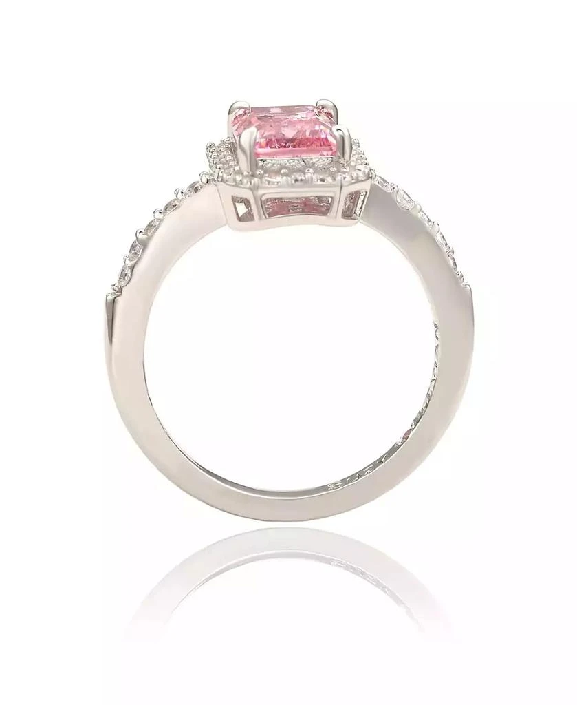 Suzy Levian New York Suzy Levian Sterling Silver Emerald Cut Sapphire 
Created White Sapphire Halo Ring 5