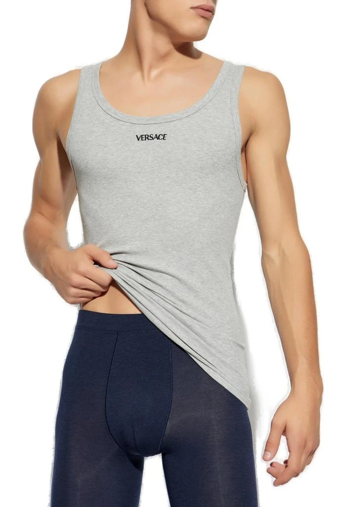 Versace Versace Logo-Embroidered Sleeveless Ribbed Tank Top 2
