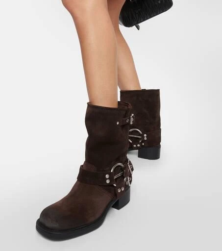 Miu Miu Studded suede ankle boots Boots Free Shipping