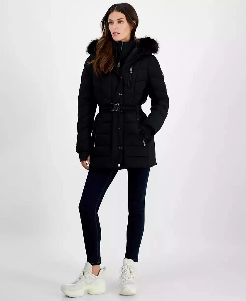 Michael Kors Women's Belted Bibbed Hooded Puffer Coat 1