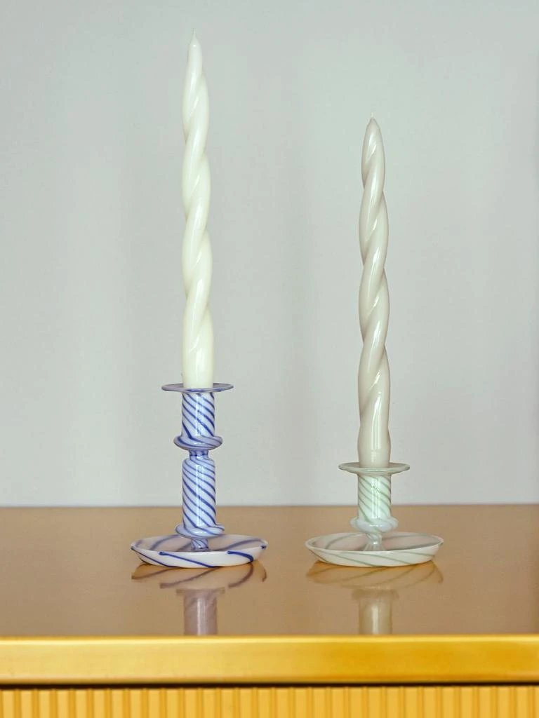 HAY Flare Stripe Milk Glass Candlestick 1