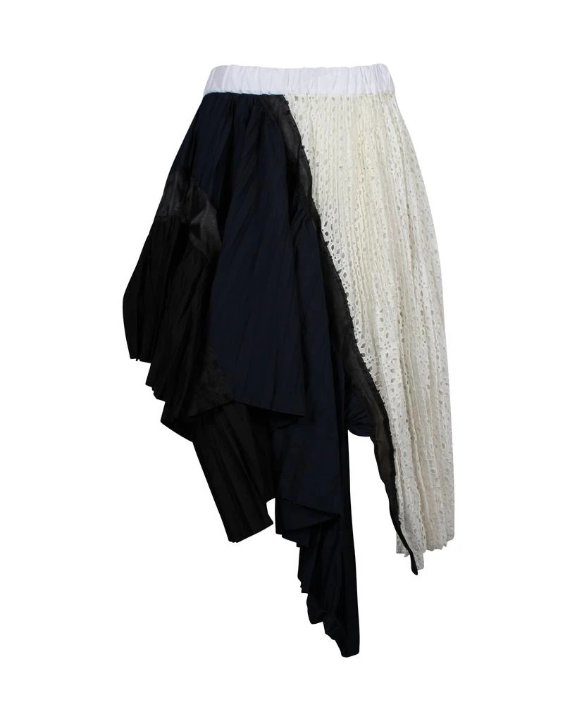 NIKE Sacai Lace Pleated Asymmetric Deconstructed Skirt in Multicolor Cotton Blend 1