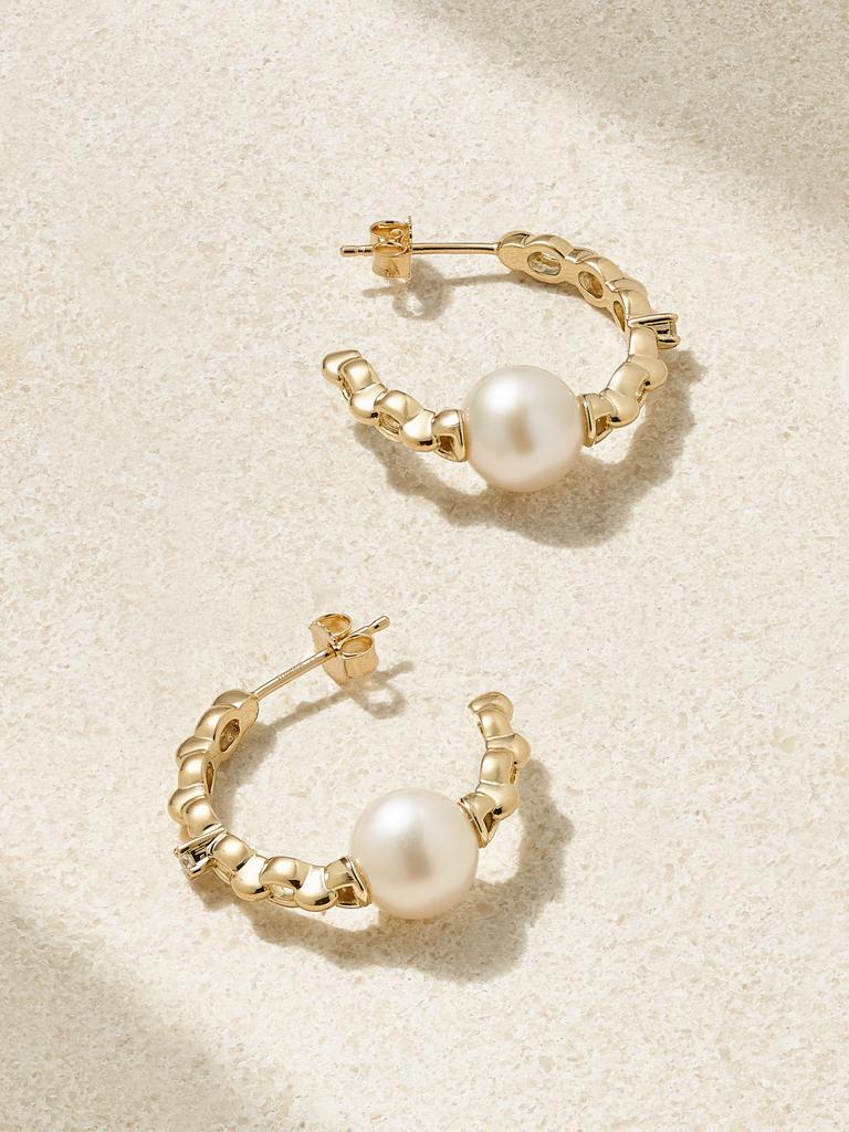 Mizuki 14k 黄金、珍珠、钻石耳环
