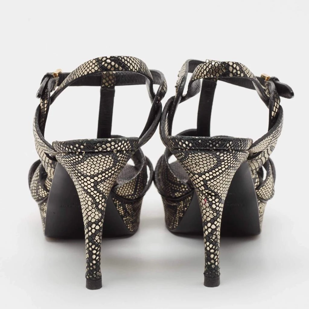 Yves Saint Laurent Saint Laurent Black/Gold Textured Leather Tribute Sandals Size 39.5 5