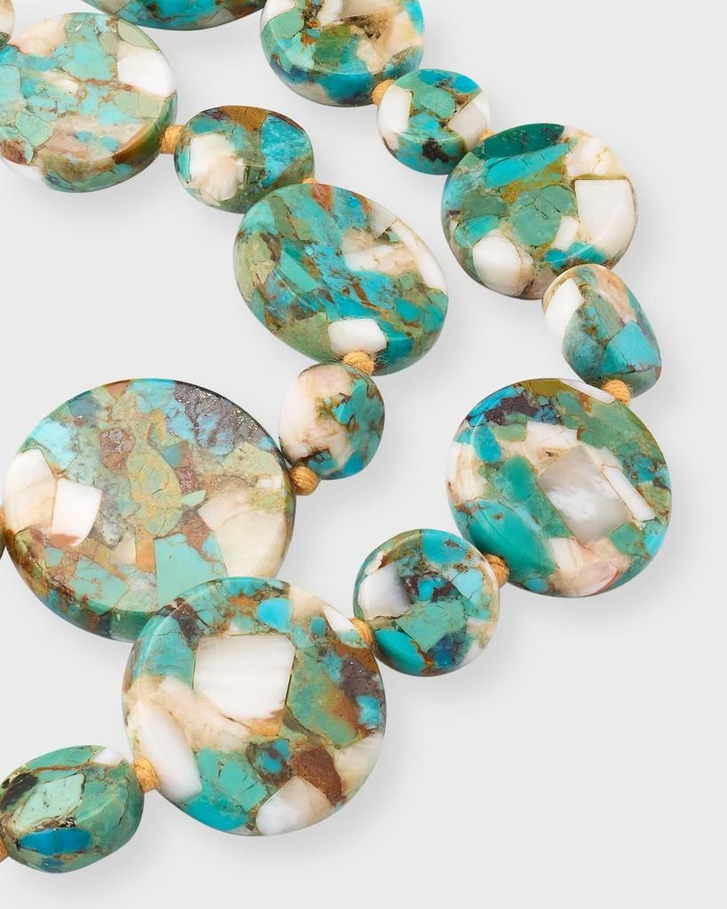 Devon Leigh Long Turquoise and Pearly Coin Necklace, 36"L 3