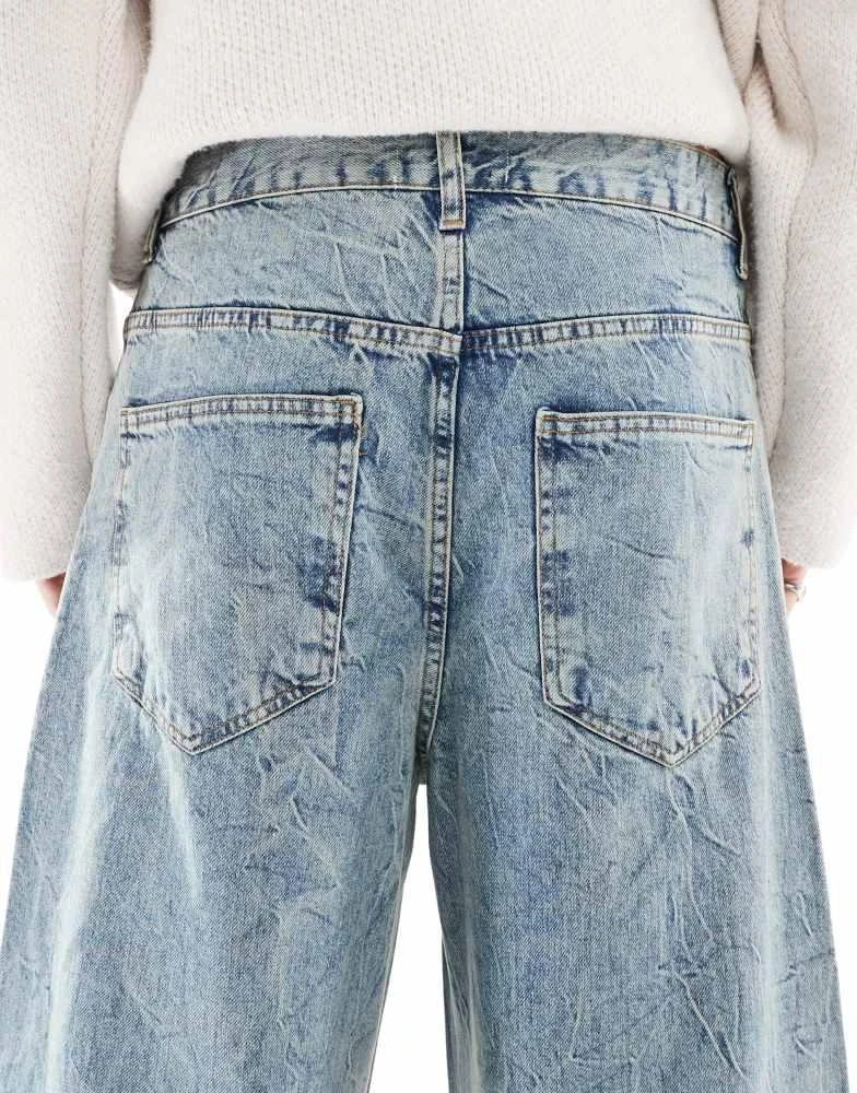 ASOS ASOS DESIGN super baggy carpenter jeans in mid wash blue 4